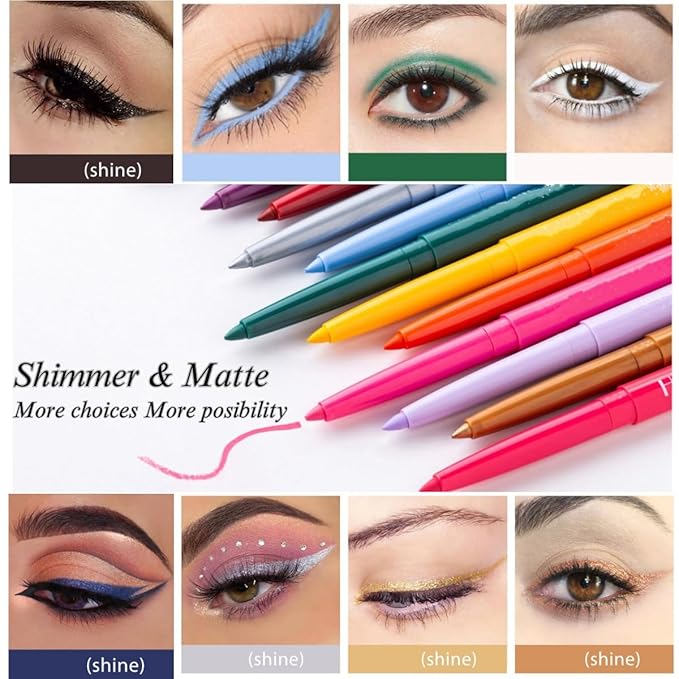 eyeliner pencil retractable eyeliner creamy pigmented smudge proof eye liner pen Shimmer Silver