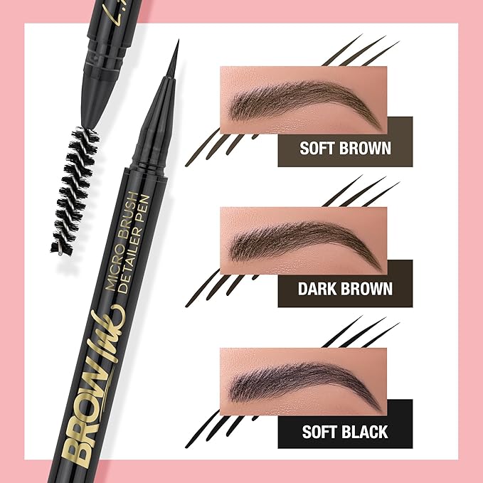 L.A. Girl Brow Ink Micro Brush Detailer Pen, Dark Brown GBP346