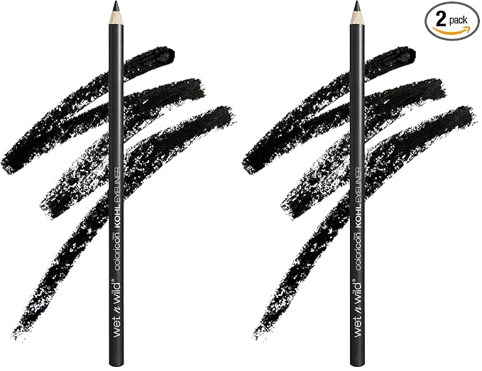 wet n wild Color Icon Kohl Eyeliner Pencil - Rich Hyper-Pigmented Color, Smooth Creamy Application, Long-Wearing Matte Finish Versatility, Cruelty-Free - Baby's Got Black (Pack of 2)