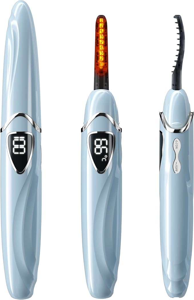 Heated Eyelash Curler, S600 Heated Lash Curler, Accurate Temperature Control Electric Eyelash Curler Heated - Intelligent Power Off, Long Lasting (Mystic Blue/Silver, S600-148MM)