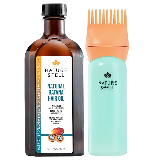 Nature Spell Batana Oil for Hair Growth with Comb Applicator, Pre-Diluted Scalp Oil to Strengthen Roots and Strands, Suitable for All Hair Types, Vegan, 150ml