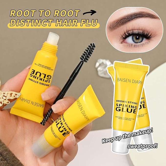 2 Pack Brow Styling Spiking Glue - Clear Eyebrow Setting Gel, 24HR Waterproof & Sweat-Proof Hold, Flawless Natural Look, Ideal for Salon & Home Use