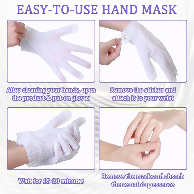 Hand Mask Moisturizing Gloves 6 Pack,Hydrating Hand Mask for Women,Soft Gloves for Dry Cracked Skin J