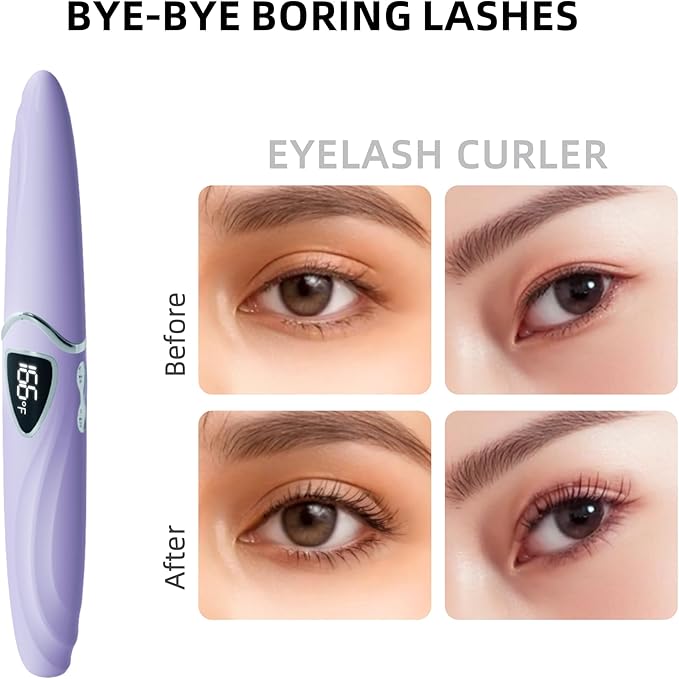 Heated Eyelash Curler, S600 Heated Lash Curler, Accurate Temperature Control Electric Eyelash Curler Heated - Intelligent Power Off, Long Lasting (Pale Mauve/Silver, S600-148MM)