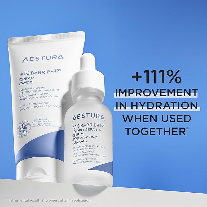 AESTURA ATOBARRIER365 Hydro CERA-HA Korean Face Serum with Ceramides, Hyaluronic Acid & Niacinamide | Lightweight Hydrating Serum for Barrier Repair & Glow For Dry & Sensitive Skin, 30ML / 1.01 fl.oz.