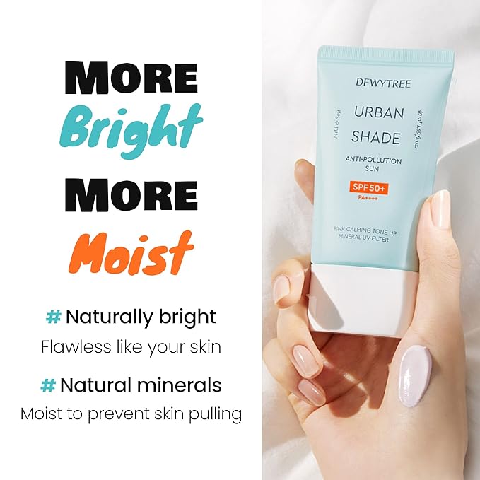 DEWYTREE Urban Shade Skin Sun Protection Daily Face Moisturizer with SPF 50 + Pa++++ Face Moisturizer for Dry Skin Pink Tone Up Cream Matte Sunscreen Sunblock for Face SPF Face Lotion (1.69 fl oz)