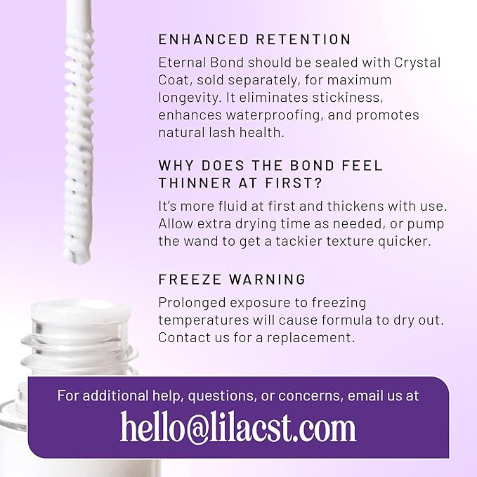 Lilac St - Eternal Bond (Clear) - Lash Cluster Glue - Mini Mascara Wand Applicator - Strong & Flexible Hold - Waterproof - Sensitive Eyes Safe - Cruelty Free, Vegan, Women Founded - 0.16fl oz