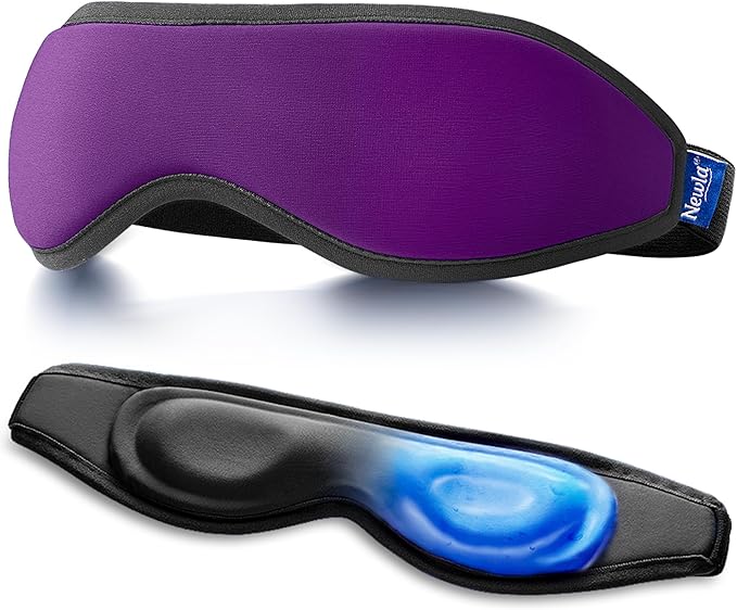 Contoured Cooling Gel Eye Mask: Snug Fit Cold Compress for Puffiness Migraines Dark Circles Sinus Eye Strain - Fits All Head Sizes - Daily Relaxation Beauty Care Travel (Purple)