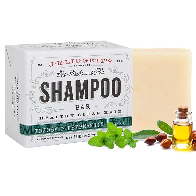 J.R.LIGGETT'S Shampoo Bar - Jojoba & Peppermint Formula, All Natural Bar Shampoo for Hair with Jojoba Oil, Peppermint Essential Oil, Sulfate-Free Hair Cleanser for Balanced Scalp, 3.5 oz - 1 Pack
