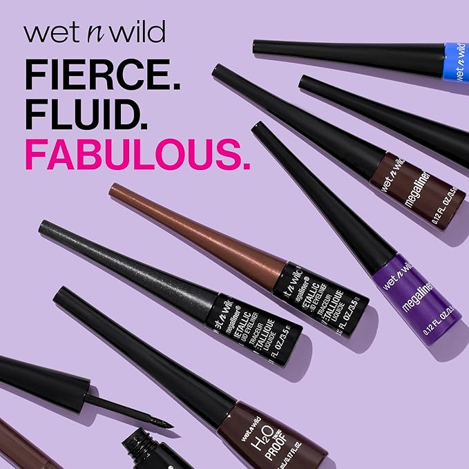 wet n wild MegaLiner Liquid Eyeliner - Metallic, Cosmic Black (Pack of 2)