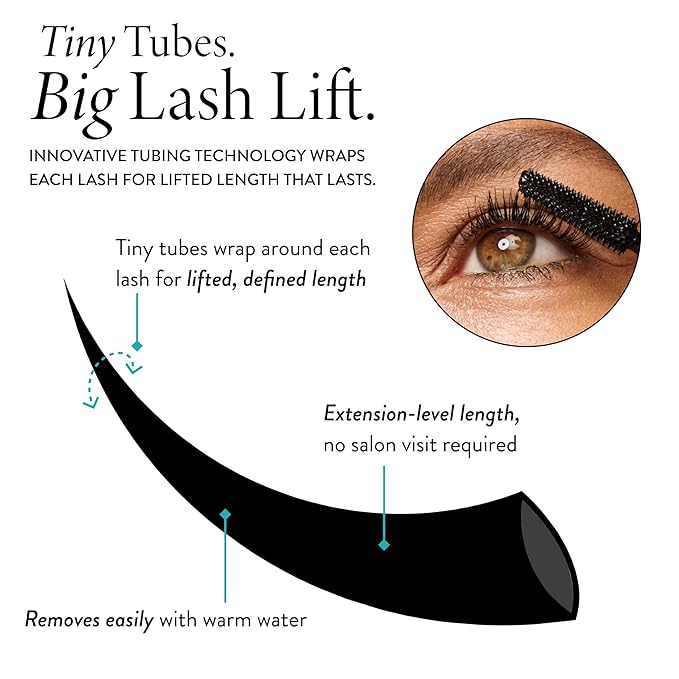 LAURA GELLER Long-n-Lifted Tubing Mascara – Lengthening & Lifting Mascara That Won’t Smudge or Flake – Gentle Tubing Formula Removes with Warm Water – Black