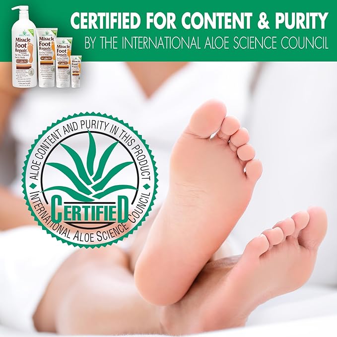 Miracle Foot Repair Cream (8 oz) Repairs Dry Cracked Heels and Feet, 60% Pure UltraAloe Moisturizes, Softens, and Repairs