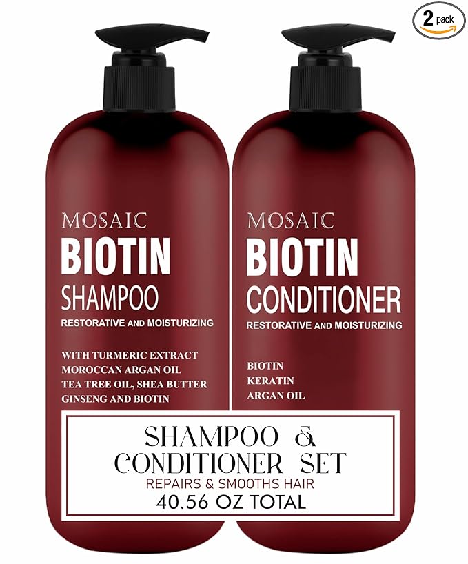 Biotin Volumizing Shampoo and Conditioner Set for Thinning Hair and Regrowth - Ultimate Anti Hair Loss, Thickening Growth Treatment Care for Men & Women