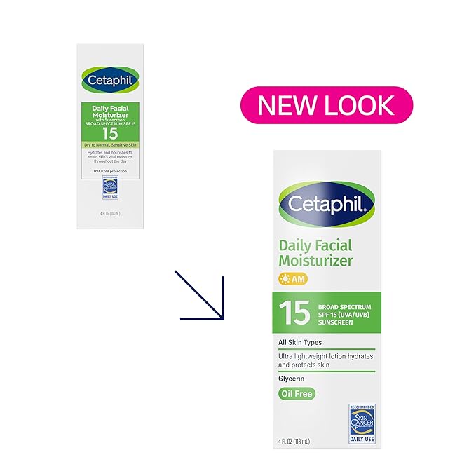 Cetaphil Daily Facial Moisturizer SPF 15, 4 Fl Oz, Gentle Facial Moisturizer for Dry to Normal Skin Types, No Added Fragrance, (Packaging May Vary)(Pack of 4)