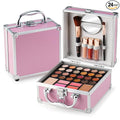 Color Nymph Beginner Makeup Kit For Teens With The Small Cosmetic Train Case Included 24-Colors Eyeshadow Palette Blushes Bronzer Highlighter Lipstick Brushes Mirror(Pink)