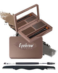 Eyebrow Powder Kit-2 Colors Soft Eye Brow Tinted Powder Palette, Waterproof & Long Lasting Natural Gray Brown Brow, Professional Eyebrow Contour Makeup Set for Women with Mirror Brow Brush & Razor-2#