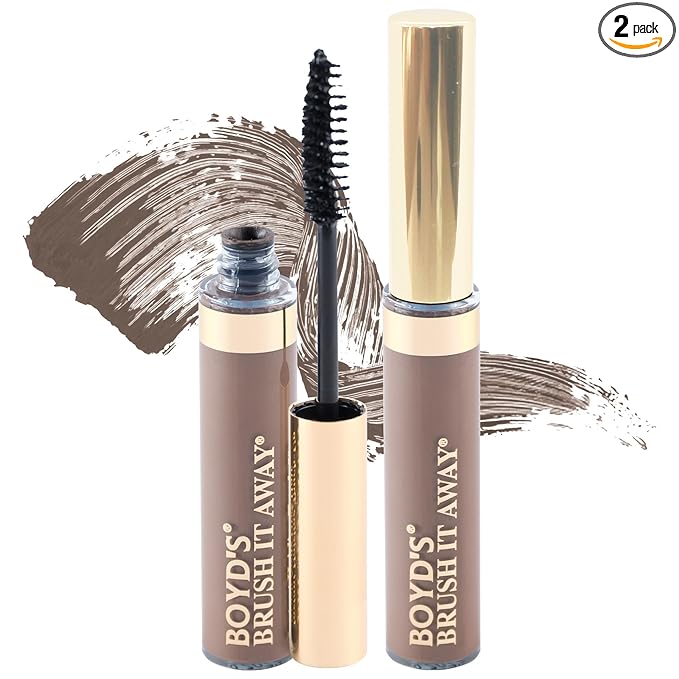 Boyd’s Brush It Away | Grey Hair Root Touch Up for Women & Men | Temporary Hair Color Mascara | Quick-Dry Water-Resistant Concealing Formula | Light Brown, 2-Pack