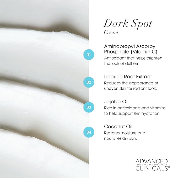 Advanced Clinicals Dark Spot Vitamin C Cream For Face, Hand, & Body Lotion, Anti Aging Therapeutic Skin Care Moisturizer Lotion Reduces Appearance Of Age Spots, Blotchy Skin, & Wrinkles, (2-Pack)