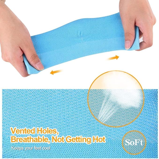 2 Pairs Moisturizing Gel Heel Socks Vented Unisex Day Night Toe Open Feet Care Dry Skin (2P_BlueWhite)