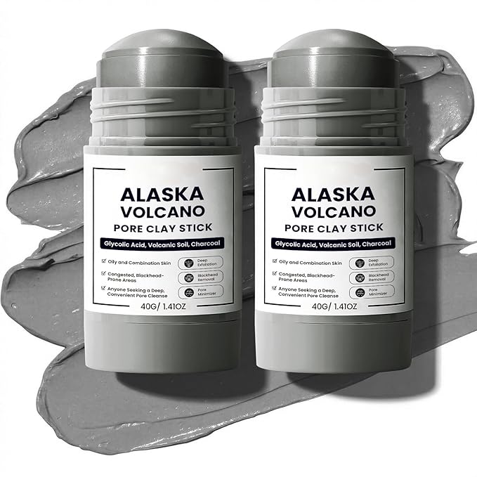 Clay Mask Stick for Blackhead, Deep pore Cleansing, Exfoliator Blackhead Remover Pore Cleanser Gentle Exfoliation Skin, Hydrating & Moisturizing Face Mud Mask for All Skin Types(Gray*2pcs)