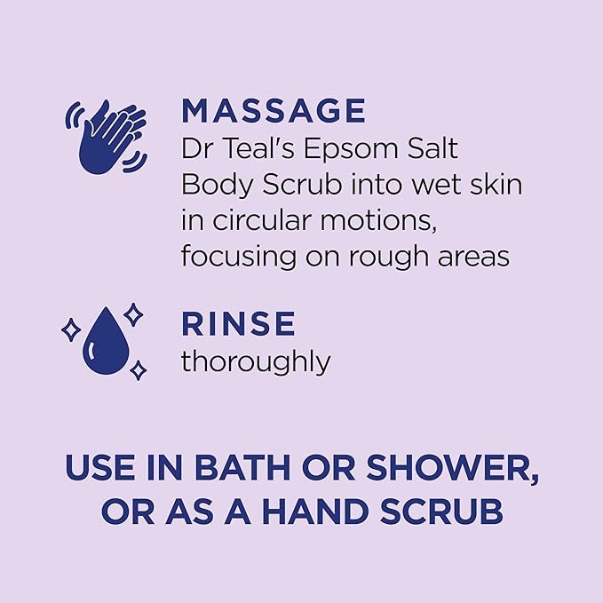 Dr Teal's Pure Epsom Salt Body Scrub, Soothe & Sleep with Lavender Essential Oils, 16 oz (Pack of 3)