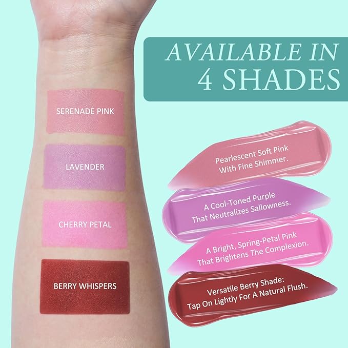UCANBE Dual-Ended Liquid Blush with Angle Applicator & Built-In Brush, Seamless Buildable Blendable Lightweight Cheek Tint Makeup, Long Lasting Creates Dewy Natural Flush Finish - Lavender