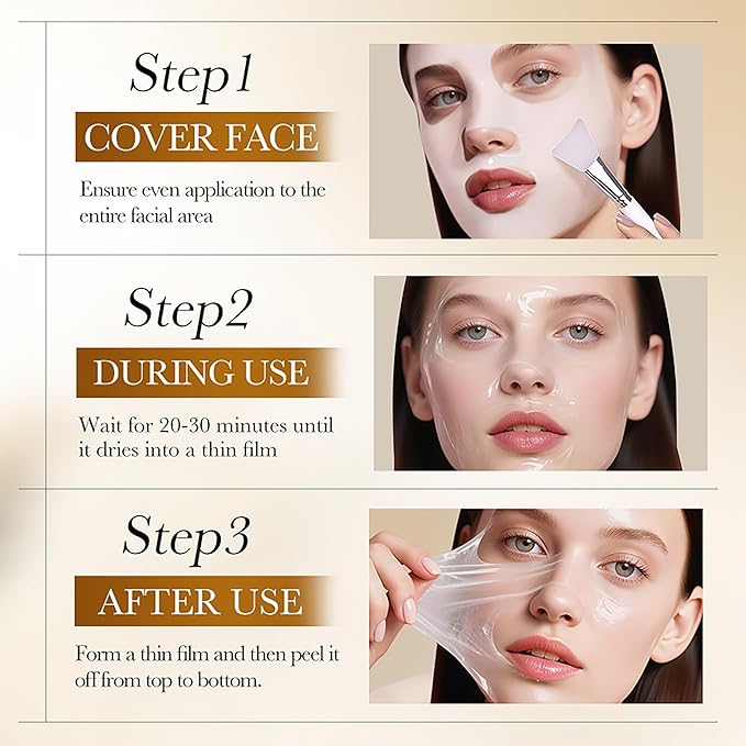 Rice Raw Pulp Peel-Off Facial Mask, Moisturizing, Clean & Control Oil, Gently Remove Blackheads Tear-Off Peel off Lifting Face Mask, Deep Nourishment & Pore Tightening for All Skin Types