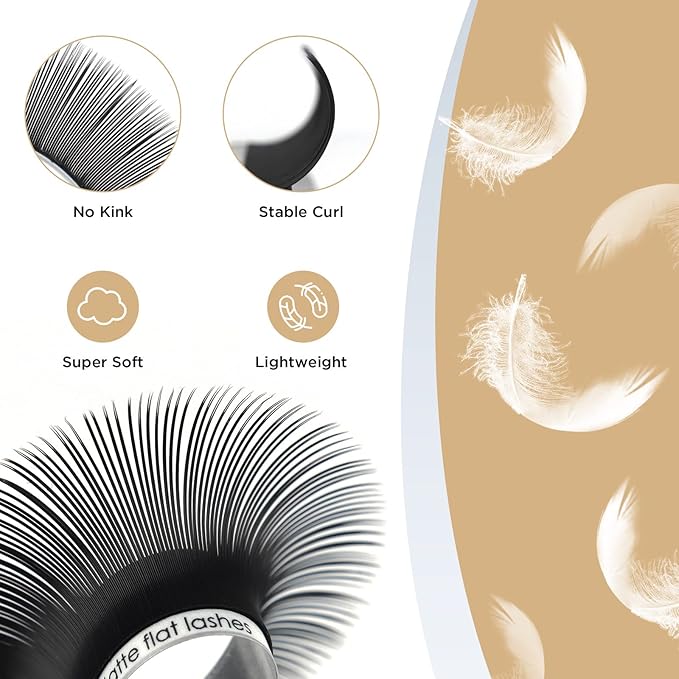 LASHVIEW Eyelash Extensions,Ellipse Flat Eyelash Extensions 0.15mm C Curl 9mm, Black,Individual Lashes,Super Matte Extremely Soft Professional Salon Use
