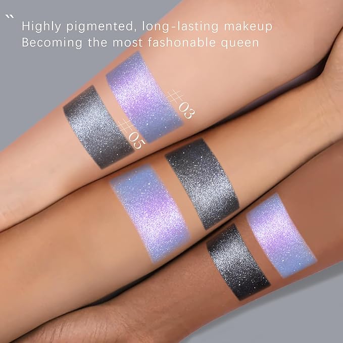 HOSAILY Chameleon Purple Blue Glitter Eyeshadow, Multichrome Color Shifting Single Eyeshadow, Holographic Sparkling Inner Corner Eye Highlighter Shimmer Eye Makeup Palette 03