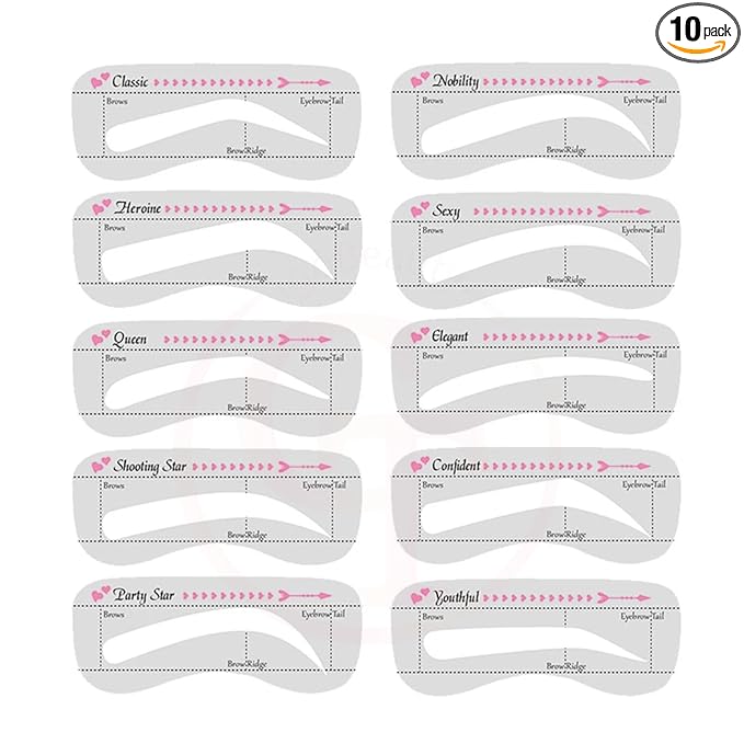 TgoBeauty 10PCS Women Eyebrow Card Reusable High Durability Eyebrow Stencil Grooming Shaper Template Eye Makeup Tools Stickers for Eyebrow PMU (10pcs/set)
