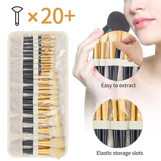 OCHEAL Makeup Brush Holder,Makeup Brush Organizer,Travel Makeup Brushes Bag Cosmetic Bags Pouch for Women Cosmetic Brushes Makeup Artist - Floral