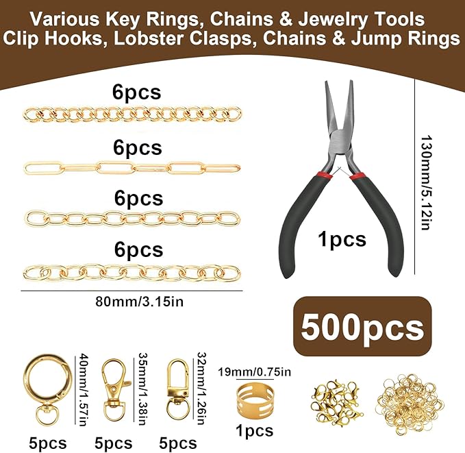 Aucscott Lipgloss Keychain Making Kit with Charms for Gilrs Adults, DIY Keychain Supplies Jewelry Craft Kits with A-Z Letter Charms for Custom Bag Phone Key Chain Lip Balm Earring Purse Handbag