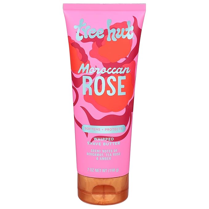 Tree Hut Whipped Shave Butter Moroccan Rose, Hydrating & Nourishing Shave Cream with Shea Butter & Aloe, Smooth Glide for Soft Skin, Floral Scent, 7 Fl Oz
