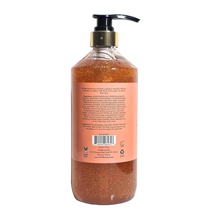 RIVER & ROWE Collagen Exfoliating Body Wash - Smoothing Daily Cleanser with Turmeric & Orange Peel for a Brightening & Soft Skin Experience, Gentle Everyday Shower Gel for Women & Men, 33.8 Fl Oz