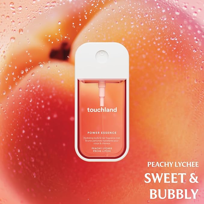 Touchland Power Essence Hydrating Body & Hair Fragrance, ISLAND BLOOM DUO (Lush Tropicale + Peachy Lychee), 2 FL. OZ. Travel Size Body Mist (Set of 2)