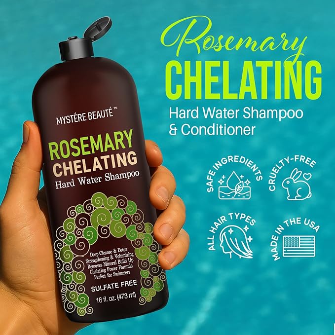 Chelating Rosemary Shampoo and Conditioner Set – Clarifying Hard Water & Chlorine Removal Formula with Tea Tree, Biotin & Keratin – Sulfate Free Hair Growth Detox Shampoo – 16 oz Each MYSTÈRE BEAUTÉ