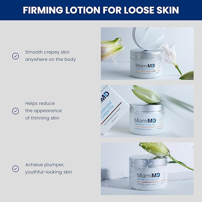 MiamiMD Advanced Crepe Fix 180ml (6fl oz) Anti Aging and Skin Firming Cream For All Skin Types - Cruelty Free - Paraben Free Skin Care - 6 PACK