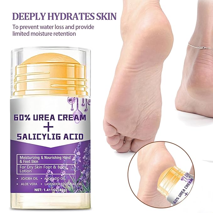2Pcs Urea Foot Cream 60% for Dry Feet and Skin Maximum Strength,Fast Absorbing,Heel Balm Stick Repairs and Hydrates(Lavender + Aloe Vera & Avocado,Scent A)