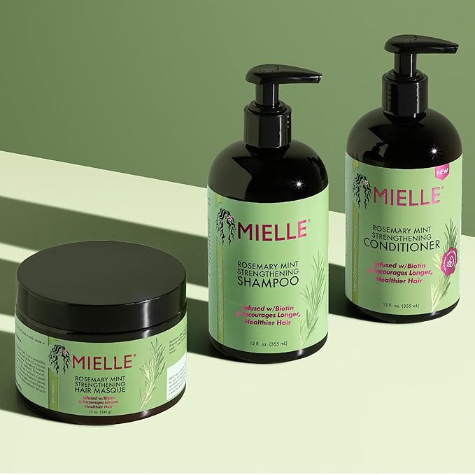 Mielle - Rosemary Mint - Biotin Infused - Encourages Longer Hair Products for Stronger and Healthier Hair - Shampoo & New Conditioner Styling Bundle Set 2 PCS