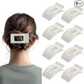 8 Pack Flat Hair Clips for Women – Sleek Non-Slip Claw Clips with Strong Hold, Minimalist Hair Accessories for Bridal, Office, or Everyday Wear (Glossy White)