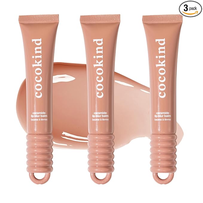 Cocokind Ceramide Lip Blur Balm, Be Powerful - Soft Brown Hydrating Lip Balm with Ceramides & Peptides, Made for Sensitive Skin & Lips, Unflavored & Fragrance-Free - 3 pack