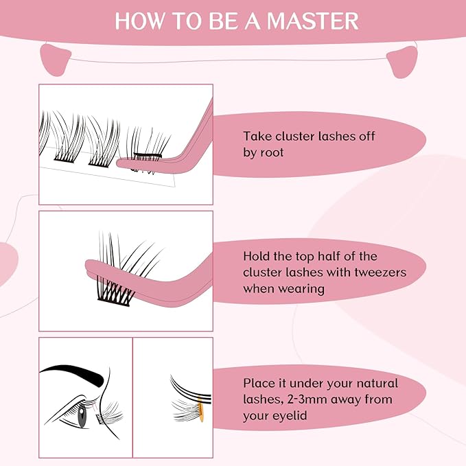 72 Pcs Individual Cluster Lashes 3D Effect DIY Lash Extension 8-16mm Eyelash Clusters Volume Wispy Lashes Super Thin Band Reusable Soft & Comfortable(Adore-3D Fluffy,D-8-16mix)