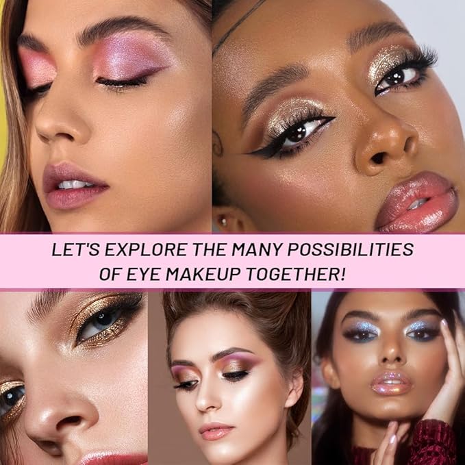 WanTuoluo Sparkly Eyeshadow Palette for Women, Single Monochrome Eye Shadow Makeup, Shiny Pressed Cream Powder, Blendable Natural sombras para ojos, Holographic,Vegan,Travel (04-Glitter-Rose Pink)