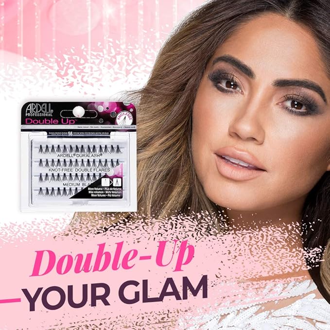 Ardell Individual Lashes Double Up - Medium Black, DIY, Cluster Eyelash Extensions, Knot-Free Eyelash Clusters, Lash Extension, 4 Pack