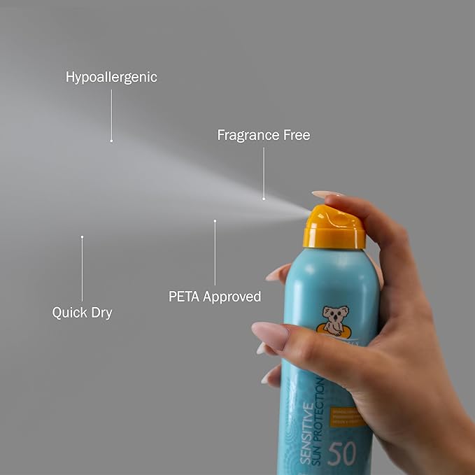 Australian Gold Australian gold little joey continuous spray, spf 50 broad spectrum water resistant for up to 80 minutes pediatrician tested hypoallergenic fragrance free, 6 Ounce, A70915