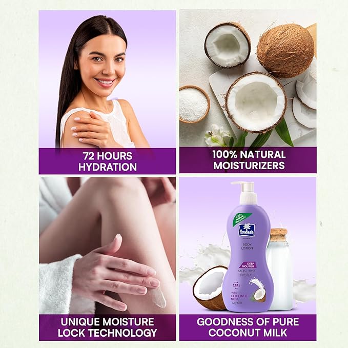 Parachute Advansed Deep Nourish Body Lotion with Pure Coconut Milk| For Women & Men |Restore Dry Skin| 100% Natural, 72h moisturization |13.5 Fl.oz.