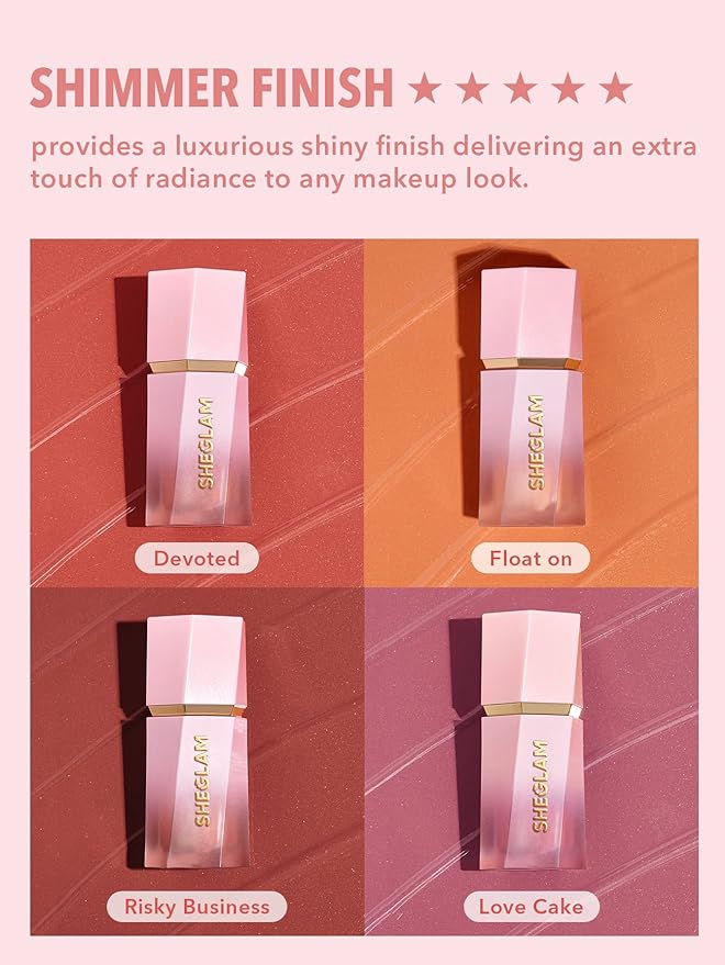 SHEGLAM Color Bloom Dayglow Liquid Blush Makeup for Cheeks Shimmer Finish - Float On
