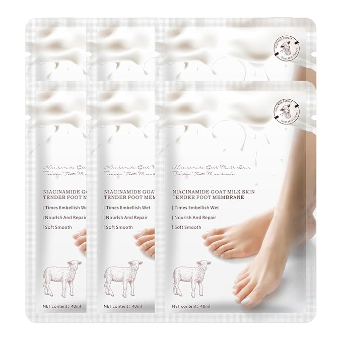 Hydrating Foot Masks Set for Women Men,6 Pack Socks Mask for Dry Cracked Feet（Milk）
