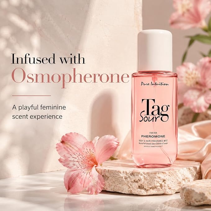 Pheromone Body Spray for Women, Sour Tag Hair & Body Fragrance Mist for Her, Floral Fruity Hair Pheromone Spray with Osmopherone, Lightweight Daily Refresh Mist, 5.9 fl oz / 175 mL