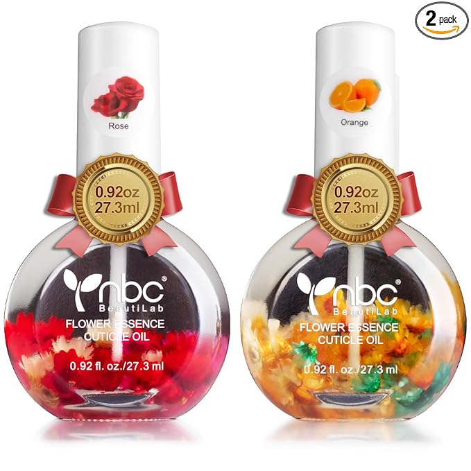 Cuticle Oil, Nail Growth Oil Natural Blend of Jojoba, Vitamin E Nail Cuticle Oil for Repairs Cuticles Overnight Moisturizes and Strengthens Nails Cuticles 2 x 0.92 oz Orange & Rose
